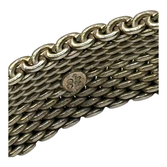 Godfrey Carter Vintage Sterling Silver Mesh Chain Bangle Bracelet 7" Signed GC - Picture 5 of 6